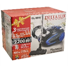 Пылесос Delta LUX DL-0848 черный/синий, 400/2200 Вт, уборка сухая, пылесборник мешок 3,5 л