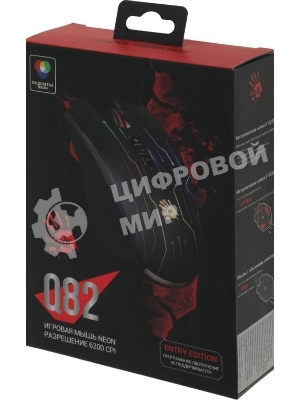 Мышь проводная A4Tech Bloody Q82 черный, 3200 dpi, USB, кнопки - 8