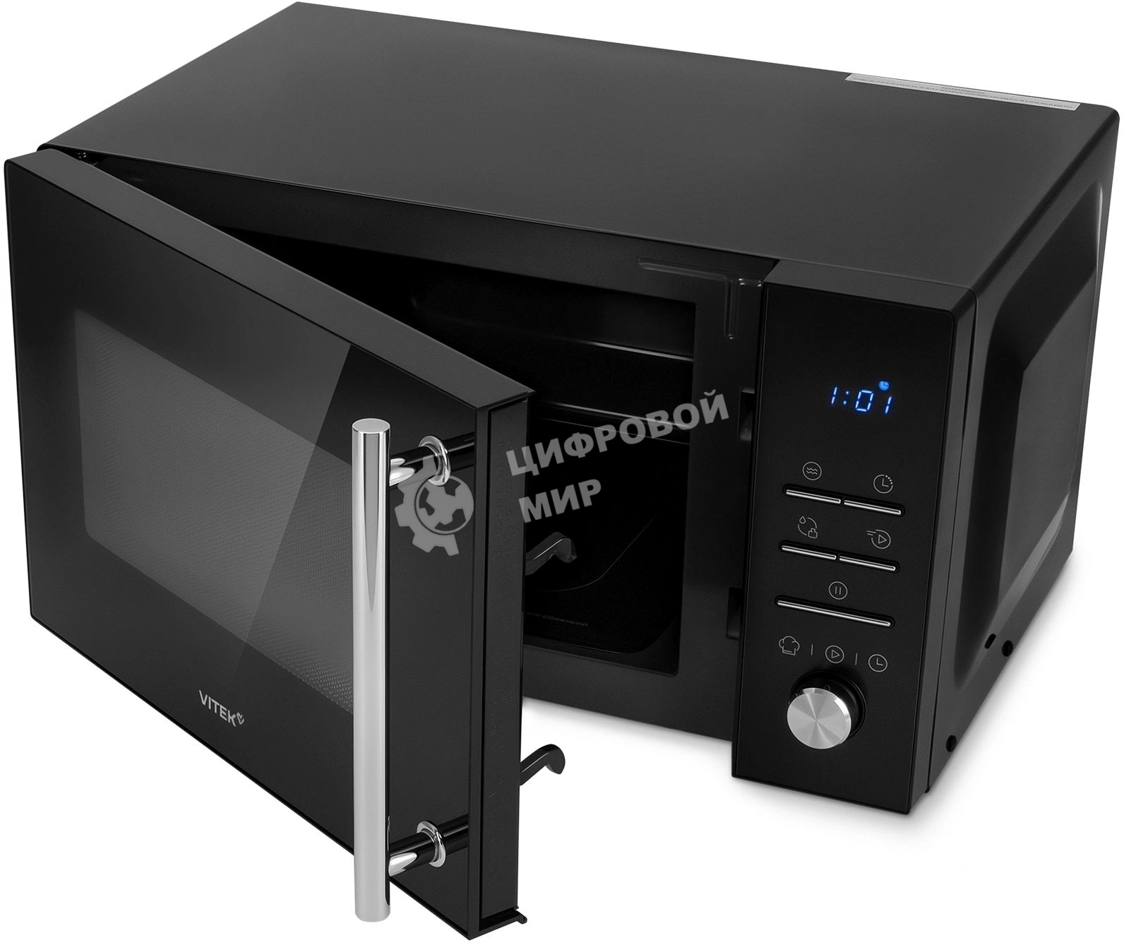 Микроволновая печь Vitek VT-MW1323 черный, 23 л, 900 Вт, переключатели - кнопки, поворотный механизм