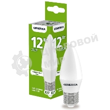 Лампа светодиодная GENERICA LL-C35-12-230-40-E27-G C35 12Вт свеча 4000К E27 230В