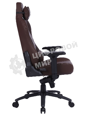 Кресло игровое Cactus CS-CHR-0112BR коричневый, сиденье коричневый, эко.кожа, с подголов. крестовина металл, пластик черный