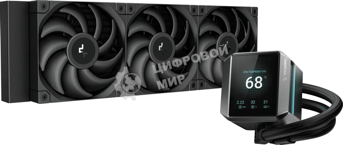 Система жидкостного охлаждения DEEPCOOL MYSTIQUE 360 ARGB черный, 120 мм, алюминий/медь, 2150 об/мин, 36.49 дБ, 4 pin, 300 Вт