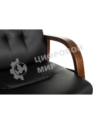 Кресло офисное Бюрократ T-9928WALNUT-CF черный, кожа, на ножках, дерево