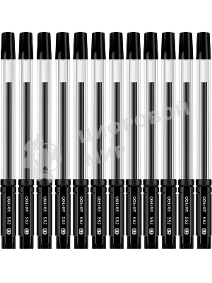 Набор ручек гелевых Deli 33205-BK прозрачный/черный, черные чернила, блистер (12шт), линия 0.5мм, резиновая манжета 12 ручек + 12 сменных стержней