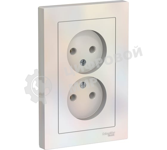 Розетка 2-м AtlasDesign без заземл. 16А в сборе жемчуг SchE ATN000420
