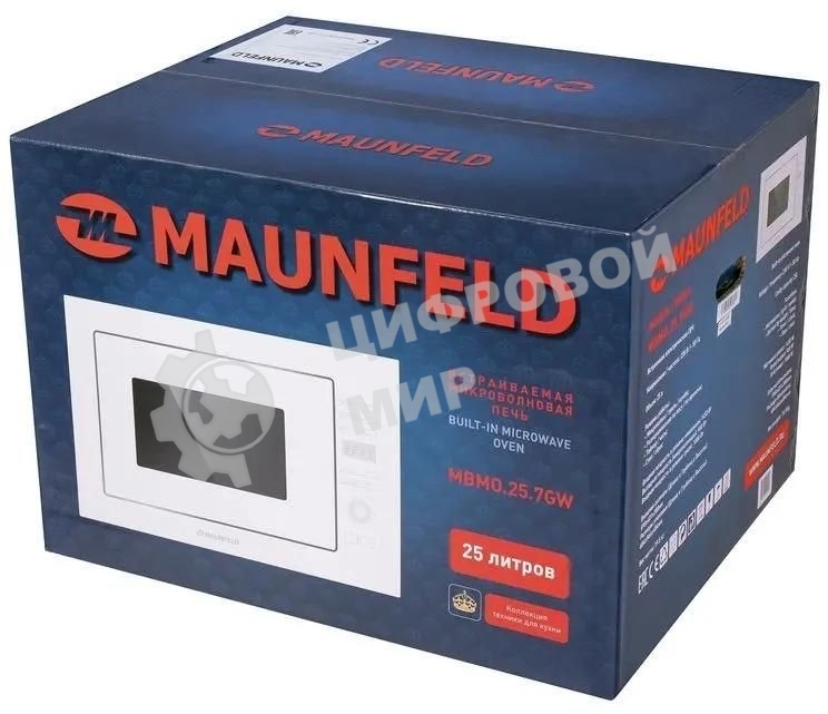 Микроволновая печь встраиваемая Maunfeld MBMO.25.7GW белый, 25 л, 900 Вт, переключатели - сенсор