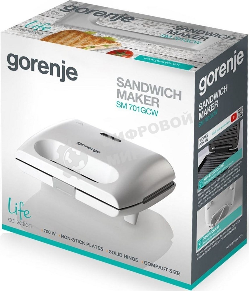 Сэндвичница электрическая Gorenje SM701GCW 700Вт белый