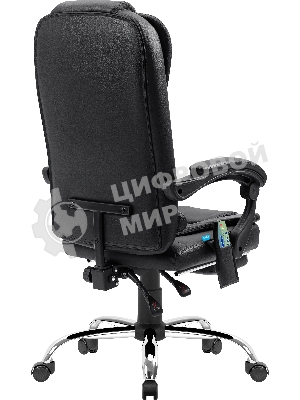 Кресло Defender CARDINAL черный, экокожа, 120 кг, подставка для ног, механизм качания