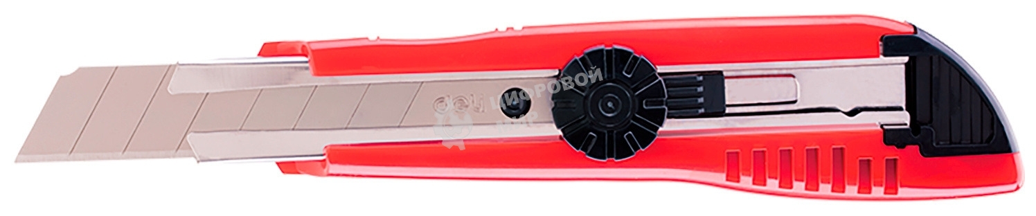 Нож канцелярский Deli E2043, ширина лезвия 18 мм, фиксатор усиленный сталь ассорти, блистер