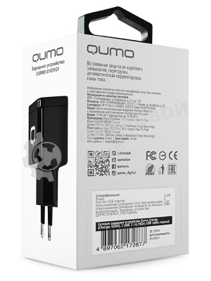 Сетевое зарядное устройство Qumo Energy (Charger 0061), 2 USB, 3.1A, черный
