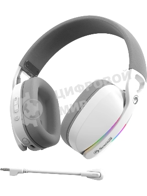 Гарнитура MARVO HG9086W Pulz 70W белый, беспроводная + проводная, радиоканал, до 10 ч, съёмный микрофон, подсветка, совместимость с PS5, Xbox