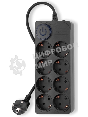 Сетевой фильтр Ippon BK-8-EU-3-16-B 3 м, 8 розеток, черный, коробка