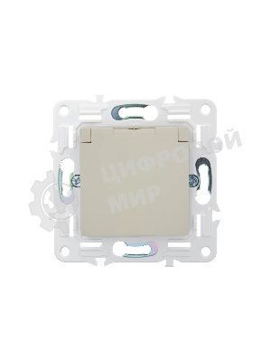 Розетка 1-местная IEK SKANDY SK-R11B (SK-R16-16-44-K10) с заземлением, с защитными шторками и крышкой 16А IP44, бежевый