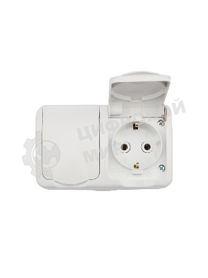 Блок из 2 розеток горизонтальный Kranz Mini OG открытой установки с заземлением, керамика, IP54 белый