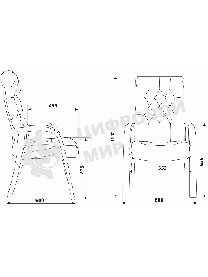 Кресло офисное Бюрократ T-9928WALNUT-CF черный, кожа, на ножках, дерево