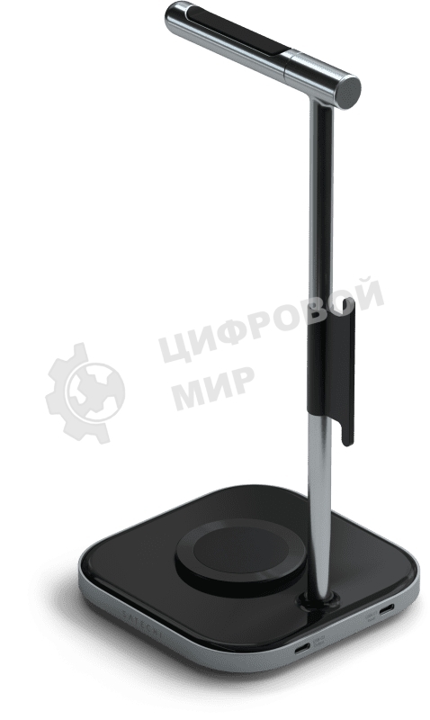 Подставка для наушников 2-в-1 с беспроводным зарядным устройством Satechi 2 in 1 Headphone Stand with Wireless Charger,  Серый Космос