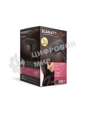 Фен Scarlett SC-HD70IT15 черный, 1800 Вт, компактный, ионизация