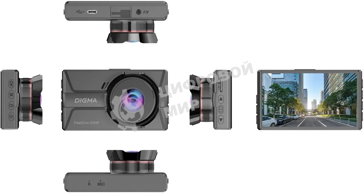 Видеорегистратор Digma FreeDrive 300W черный 4Mpix 1400x2560 130гр.