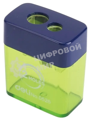 Точилка для карандашей ручная Deli E0526, 2 отверстия, пластик, ассорти блистер