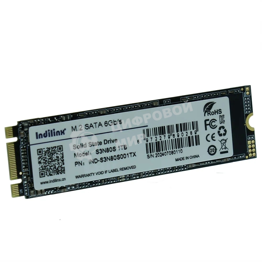 Накопитель SSD Indilinx IND-S3N80S 1ТБ, M.2 2280, SATA III, M.2, R/W 520/470