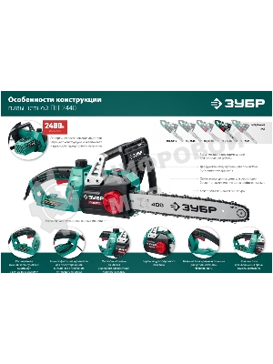 Пила цепная электрическая ЗУБР ПЦ-2440, 2400 Вт, 40 см шина