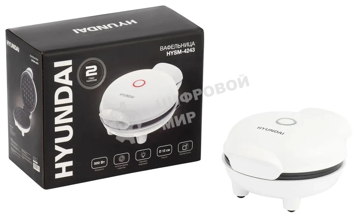 Вафельница Hyundai HYSM-4243 500Вт белый
