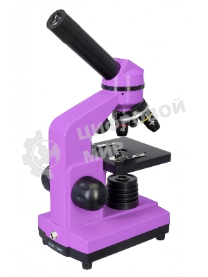 Микроскоп Levenhuk RAINBOW 2L AMETHYST/Аметист Микроскоп с предметным столиком, трехгнездным револьвером, фокусировочным механизмом, двумя источниками света с регулировкой яркости Монокулярная насадка Объективы: 4х, 10х, 40х, Увеличение микроскопа: 64-640x