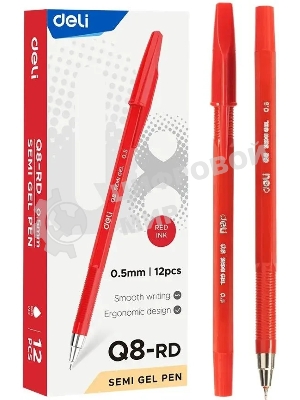 Набор ручек шариковых Deli Think EQ8-RD, красные чернила (12шт), линия 0.5мм