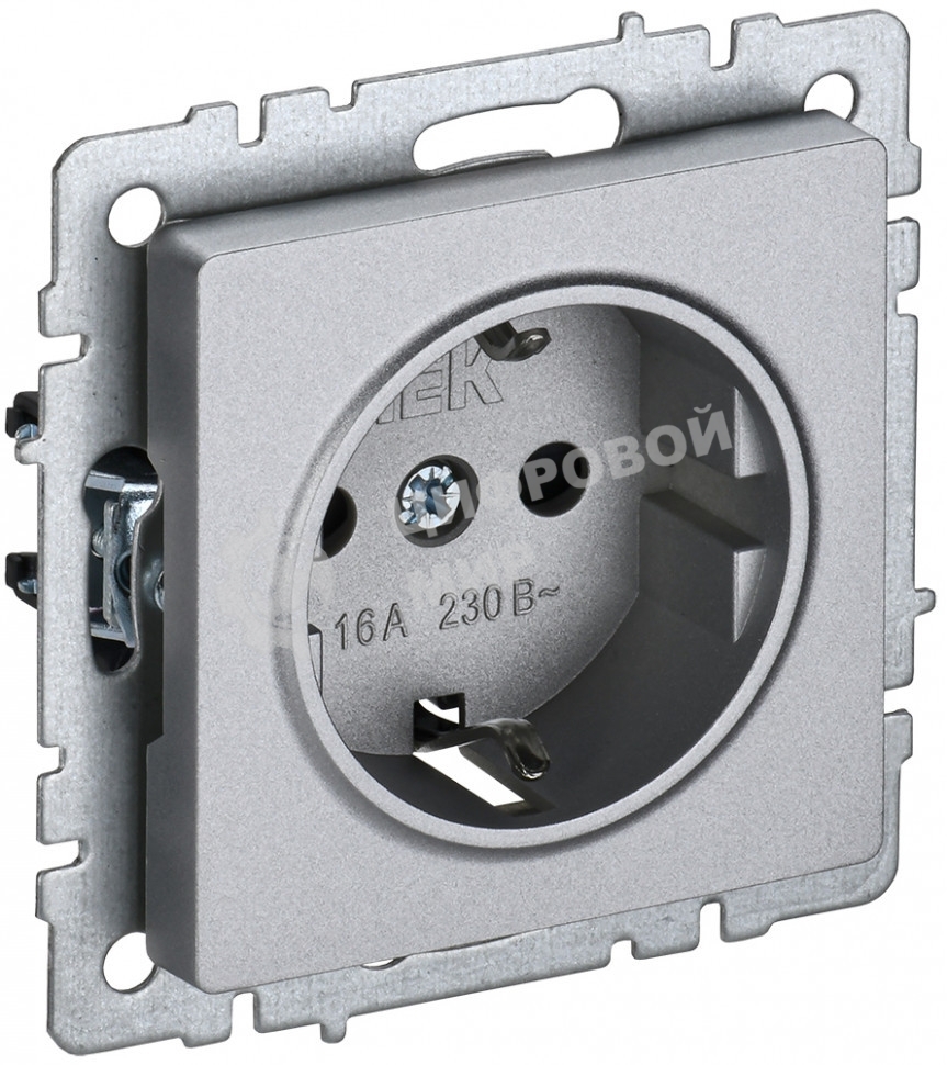 Розетка 1-местная IEK BRITE РС14-1-0-БрА (BR-R14-16-K47) с заземлением, с защитными шторками, 16А, алюминий