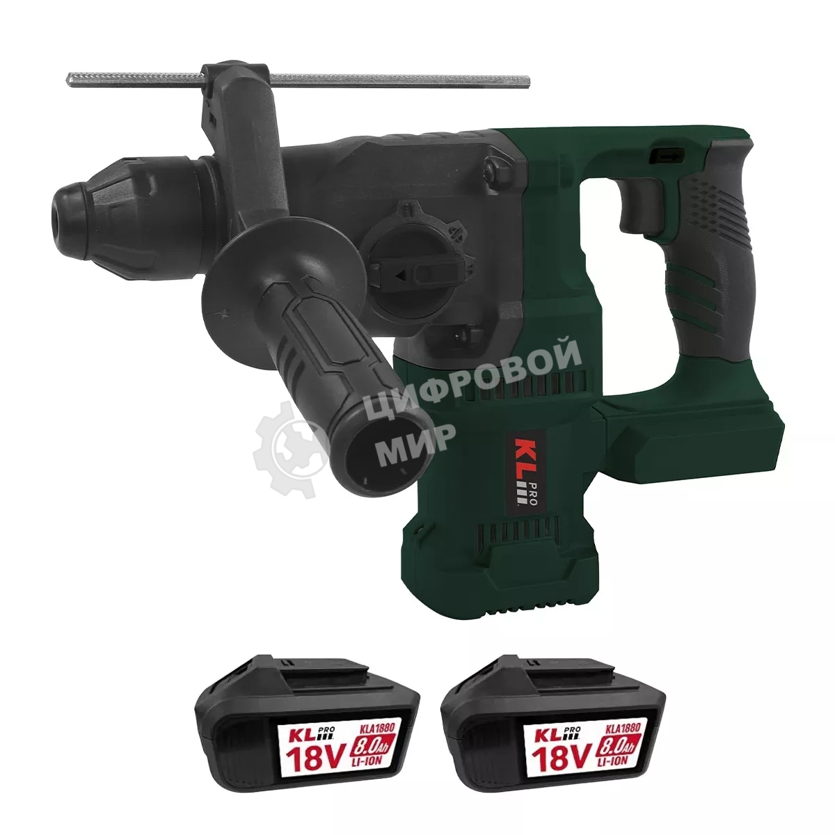 Профессиональный бесщеточный перфоратор аккумуляторный Klpro KLPM18BH-80 (18В, Li-ion-2шт 8,0А·ч, ЗУ 4,5А, 40HM, 1200 об/мин, SDS-Plus)
