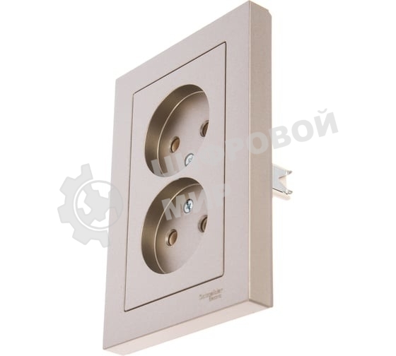 Розетка 2-м AtlasDesign без заземл. 16А в сборе шампань SchE ATN000520