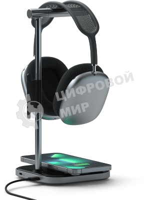 Подставка для наушников 2-в-1 с беспроводным зарядным устройством Satechi 2 in 1 Headphone Stand with Wireless Charger, Серый Космос