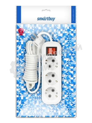 Удлинитель Smartbuy (SBE-16-3-03-ZS) 3 гнз х 3,0 м (16А/3.5 кВт, ПВС 3х1.0)