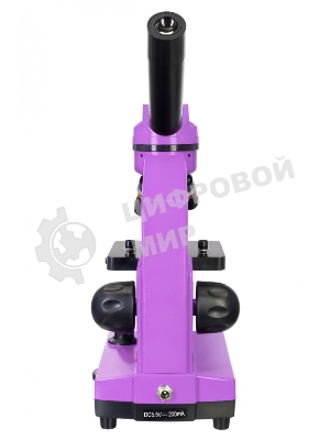 Микроскоп Levenhuk RAINBOW 2L AMETHYST/Аметист Микроскоп с предметным столиком, трехгнездным револьвером, фокусировочным механизмом, двумя источниками света с регулировкой яркости Монокулярная насадка Объективы: 4х, 10х, 40х, Увеличение микроскопа: 64-640x