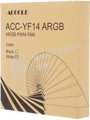 Вентилятор для корпуса Accord ACC-YF14 ARGb 140х140x25 белый 4-pin (ACC-YF14 ARGb белый) brown box