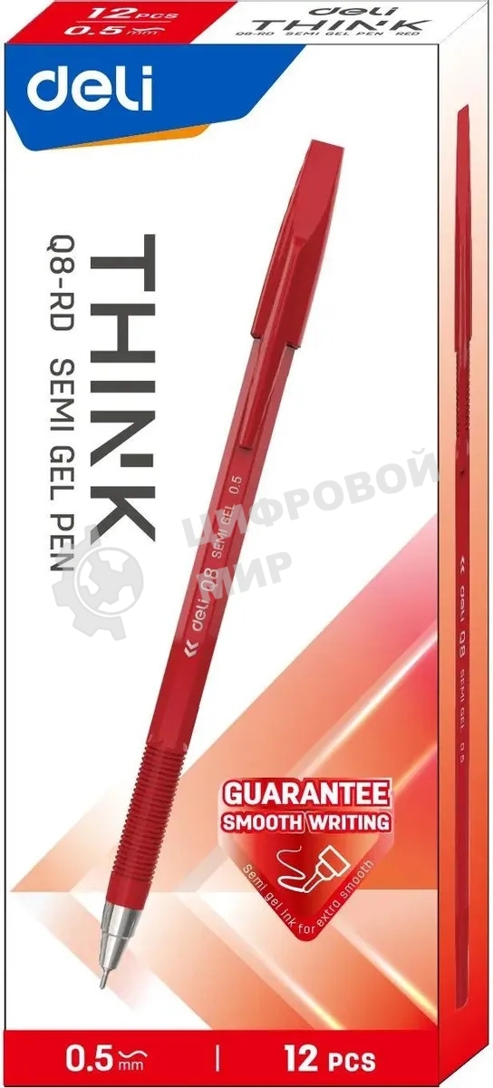 Набор ручек шариковых Deli Think EQ8-RD, красные чернила (12шт), линия 0.5мм