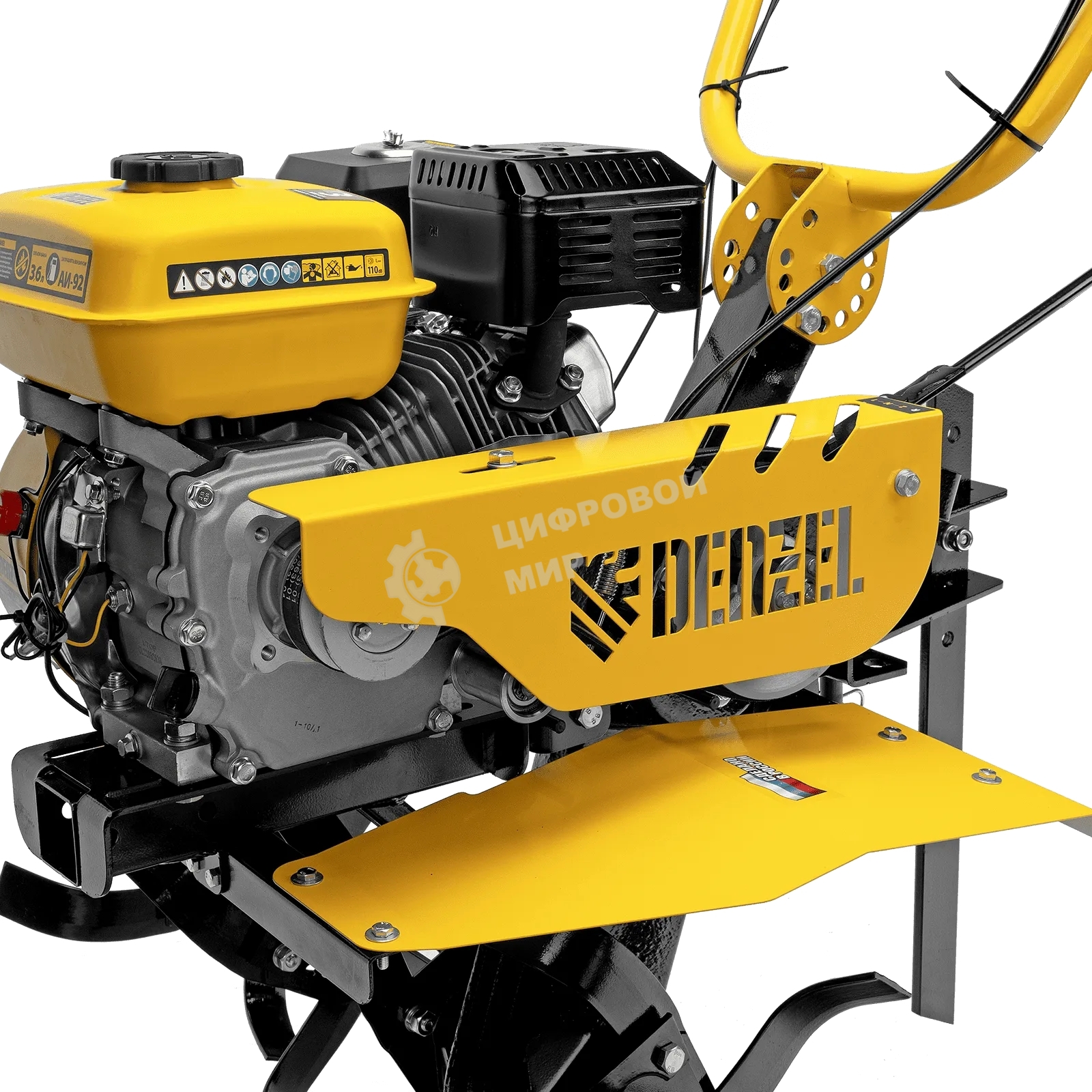 Мотоблок Denzel DPT-270SB, 7 л.с., ремен.сцеп, фрез 3х4, ШОМ, без колес, передачи 2В/1Н