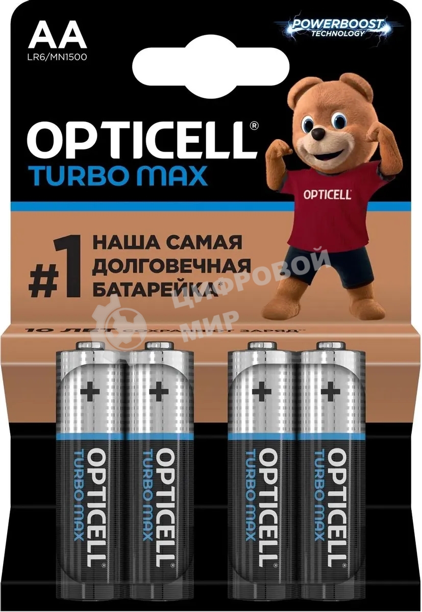 Батарея Opticell Turbo MAX LR6 AA (4шт) блистер