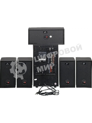 Аудиоколонки SVEN HT-210, черный, акустическая система 5.1, мощность (RMS):50Вт+5x15Вт, Bluetooth, Optical, Coaxial, FM-тюнер, USB/SD, дисплей, ПДУ