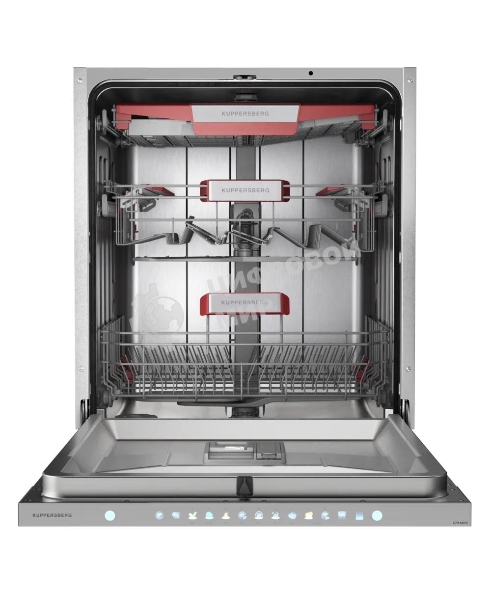 Встраиваемая посудомоечная машина Kuppersberg, High-Tech, 60 см, 15 комплектов, 3 корзины, 7 программ, конденсационная сушка, автоматическое открывание двери, LED подсветка, сенсорное управление, инверторный мотор, энергоэффективность А+++