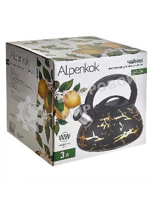 Чайник для плиты ALPENKOK AK-538 из нерж.стали 3л,со свистком,индукционное дно