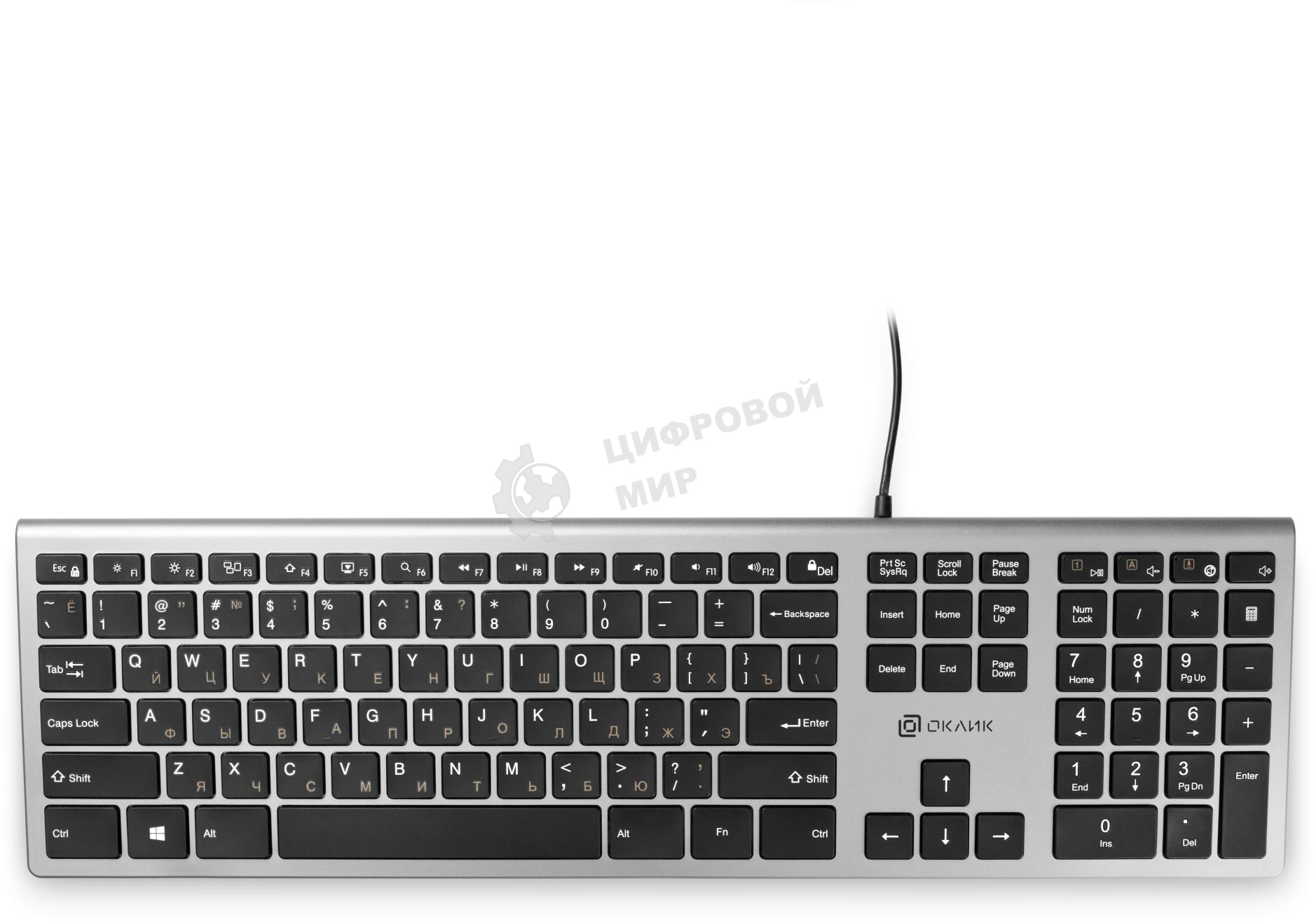 Клавиатура Oklick 890S проводная, USB Type-A, серый
