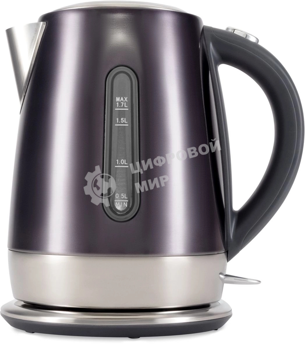 Чайник электрический Hyundai HYK-S7777 1.7 л, 2200 Вт, графит/серебристый корпус: металл