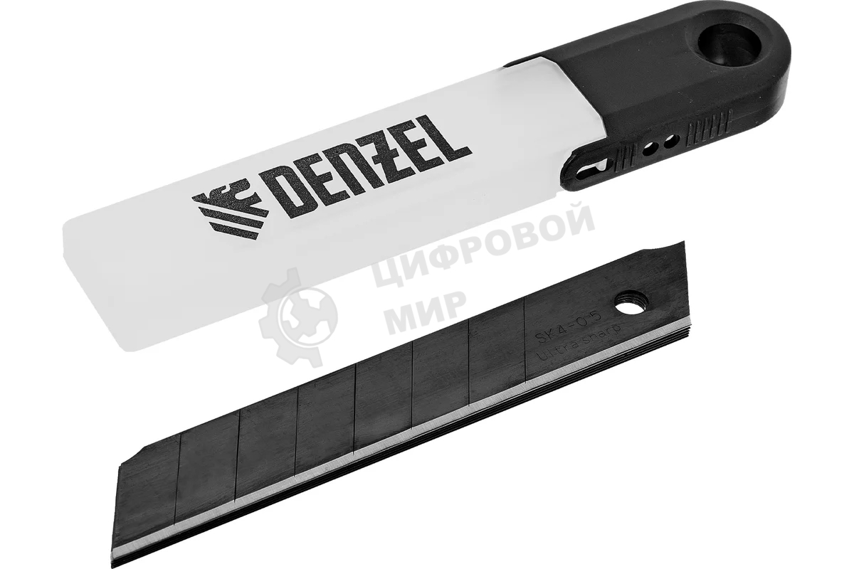 Лезвия Denzel 18 мм, сталь SK4 - 0,5 мм, супер острые, 5 шт.