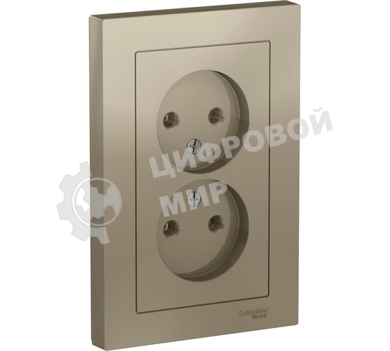 Розетка 2-м AtlasDesign без заземл. 16А в сборе шампань SchE ATN000520