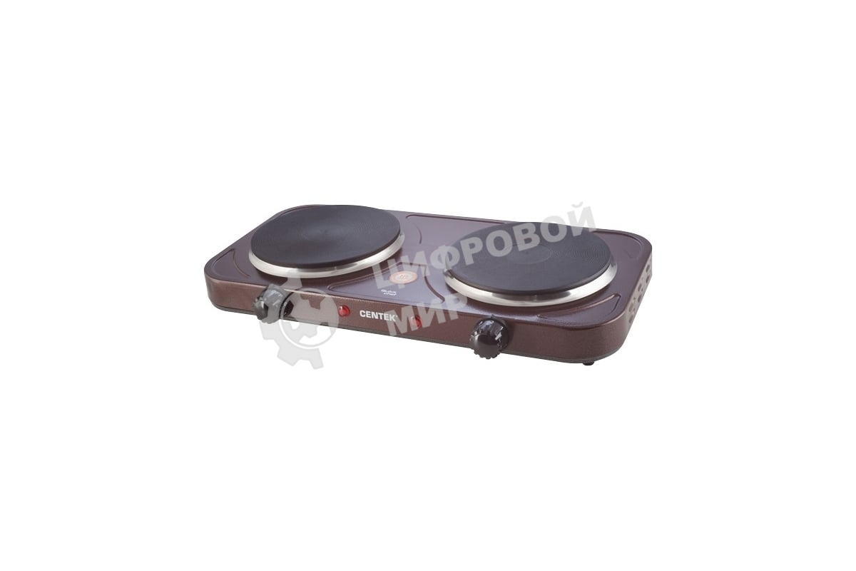 Плита настольная электрическая Centek CT-1507 Siberia коричневый, 2 кВт, ТЭН, конфорки - 2, эмаль, поворотные переключатели