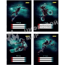 Набор тетрадей Silwerhof 2001671 18 листов, линейка, A5, Спорт 4 дизайна, мелованный картон, водный лак, скрепка (упаковка: 4шт)