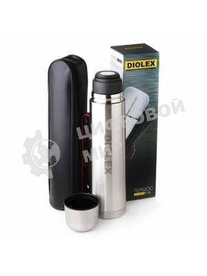 Термос Diolex DX-1000-B 1000 мл, с узкимгорлом, в чехле, нержавеющая сталь