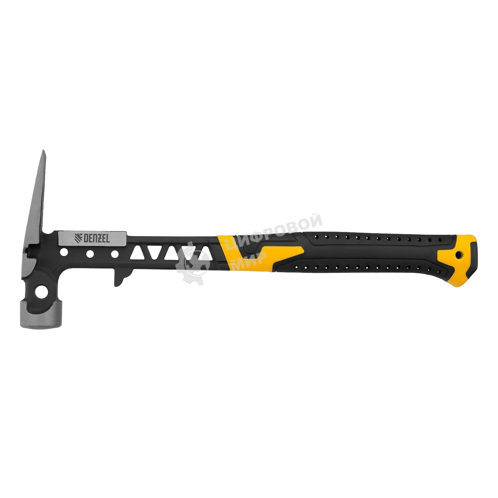 Молоток строительный Denzel 450 г, цельнокованый, боек с магнитом, двухкомп. обрезин. рук-ка