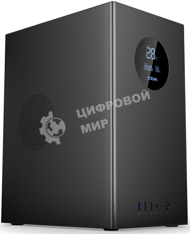 Компьютерный корпус CBR mATX Minitower V865, без БП, 1хUSB 3.0, 2хUSB 2.0, HD Audio+Mic, Digital Screen, черный